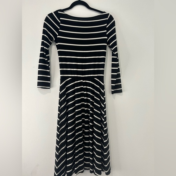 REFORMATION Midi Long Sleeve Black & White Striped Dress, Size XS - Picture 3 of 5